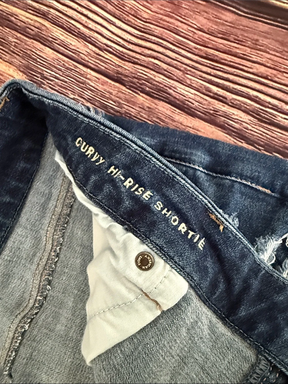 American Eagle Outfitters Dark Blue Distressed Denim Cutoff Shorts